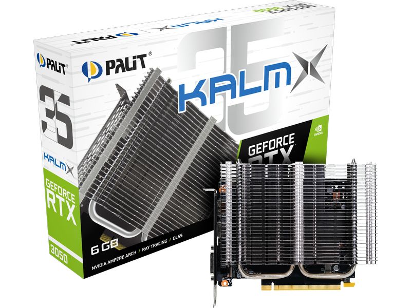 Palit Grafikkarte GeForce RTX 3050 KalmX 6 GB Gamer-Grafikkarte mit 6 GB GDDR6-Speicher, ermöglicht Auflösungen bis zu 8k