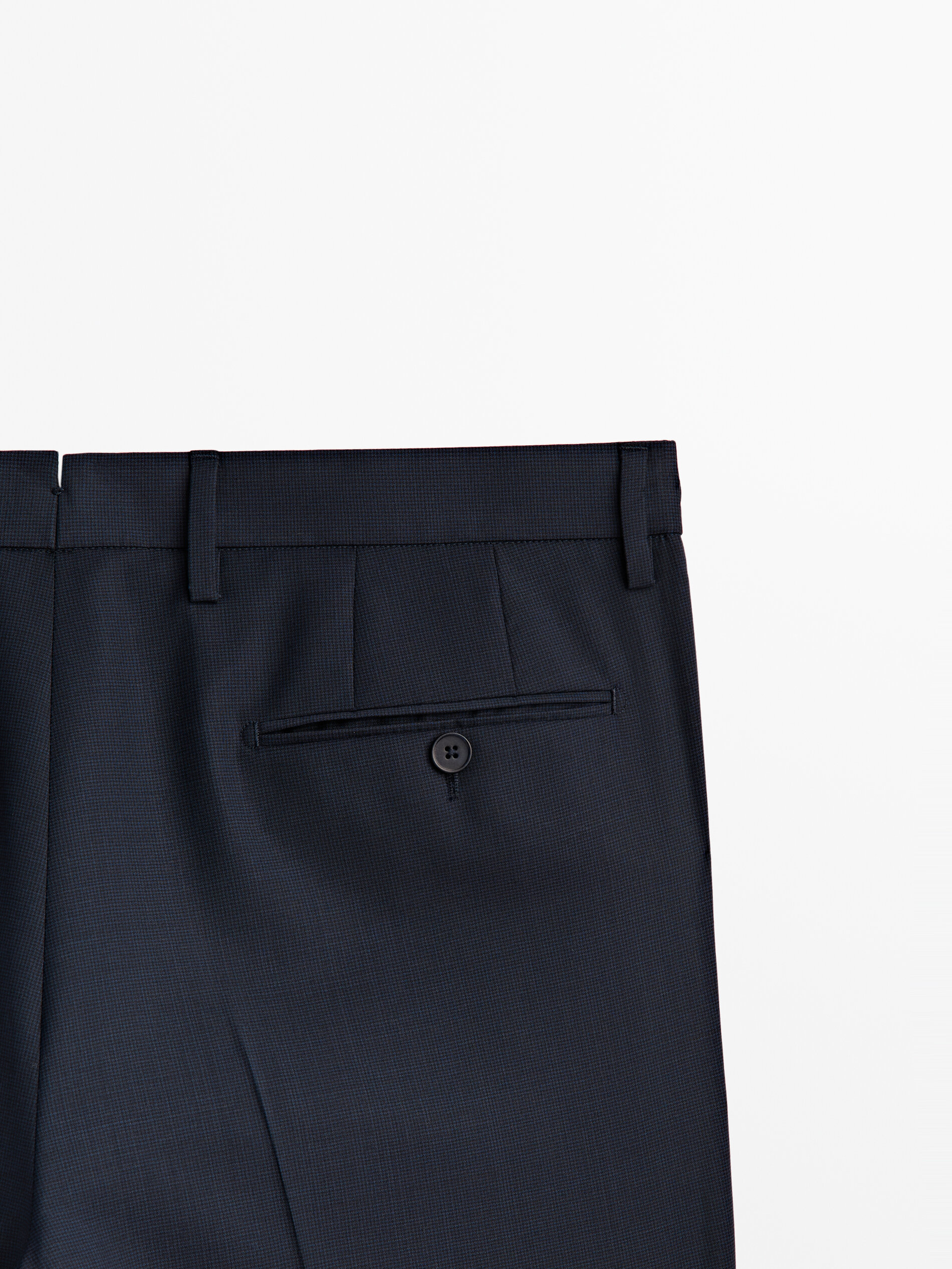 Pantalón traje pata de gallo 100% lana - AZUL MARINO