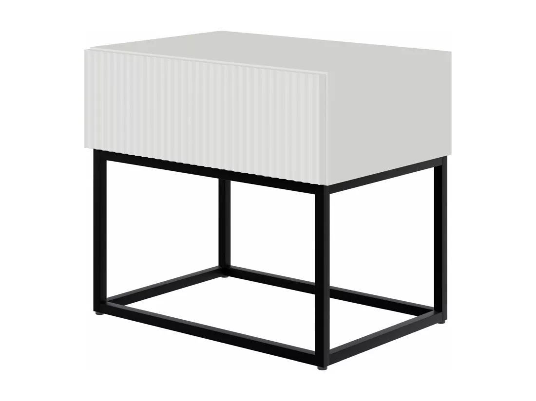 Table de chevet - 50 cm blanc avec pieds noirs - VELDIO
