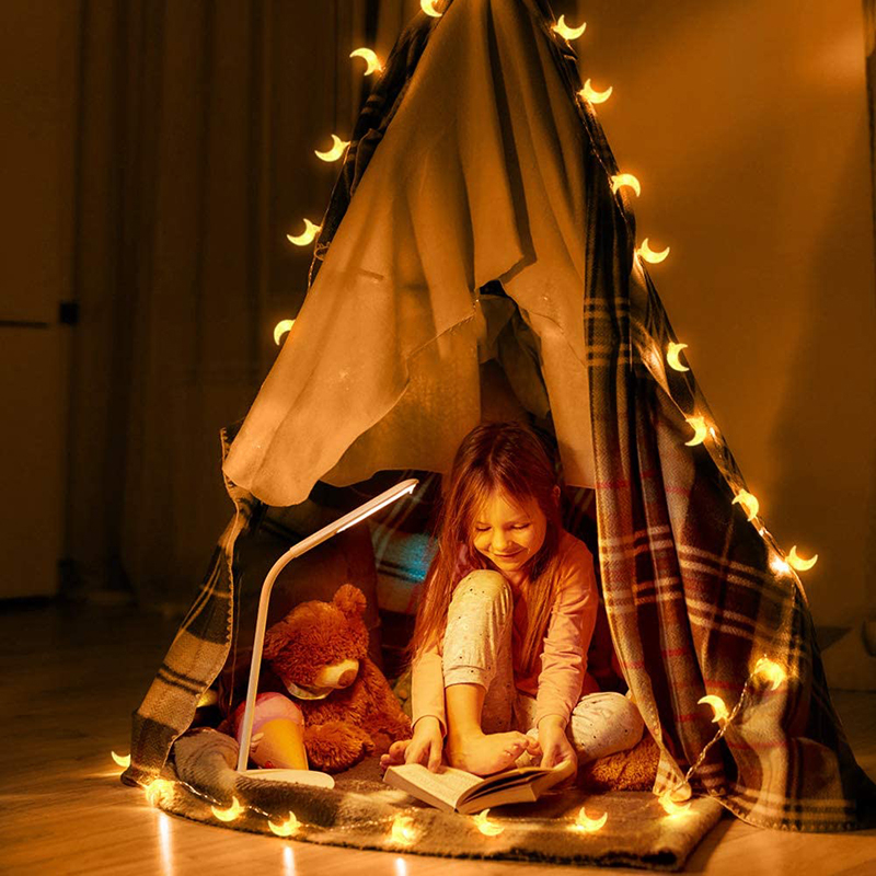 (3m) 20 LED's Deko Lichterkette Halbmond Beleuchtung (Batteriebetrieben) - Kaltweiss