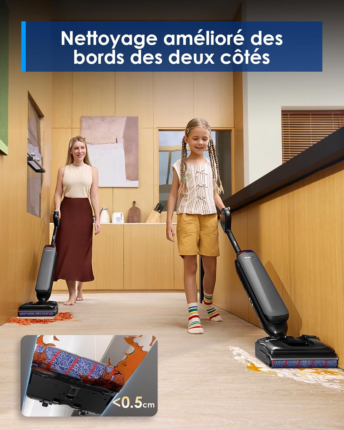 Tineco Floor One S7 Artist Aspirateur Laveur, Aspirateur Balai sans Fil, Aspiration Puissante 22 kPa, Nettoyage Deux Bords, 50 Min d'autonomie, s'aplatit à 180°, Flashdry à 85°C, Anti-Tangle-Design