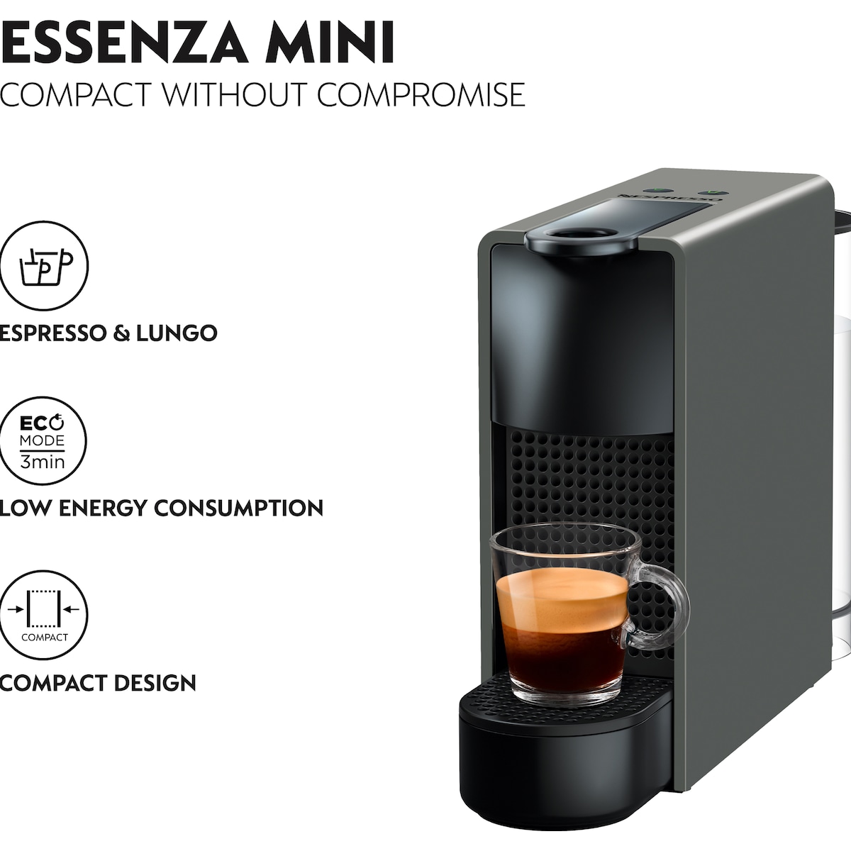 NESPRESSO® Essenza Mini kaffemaskin fra Krups, Grå