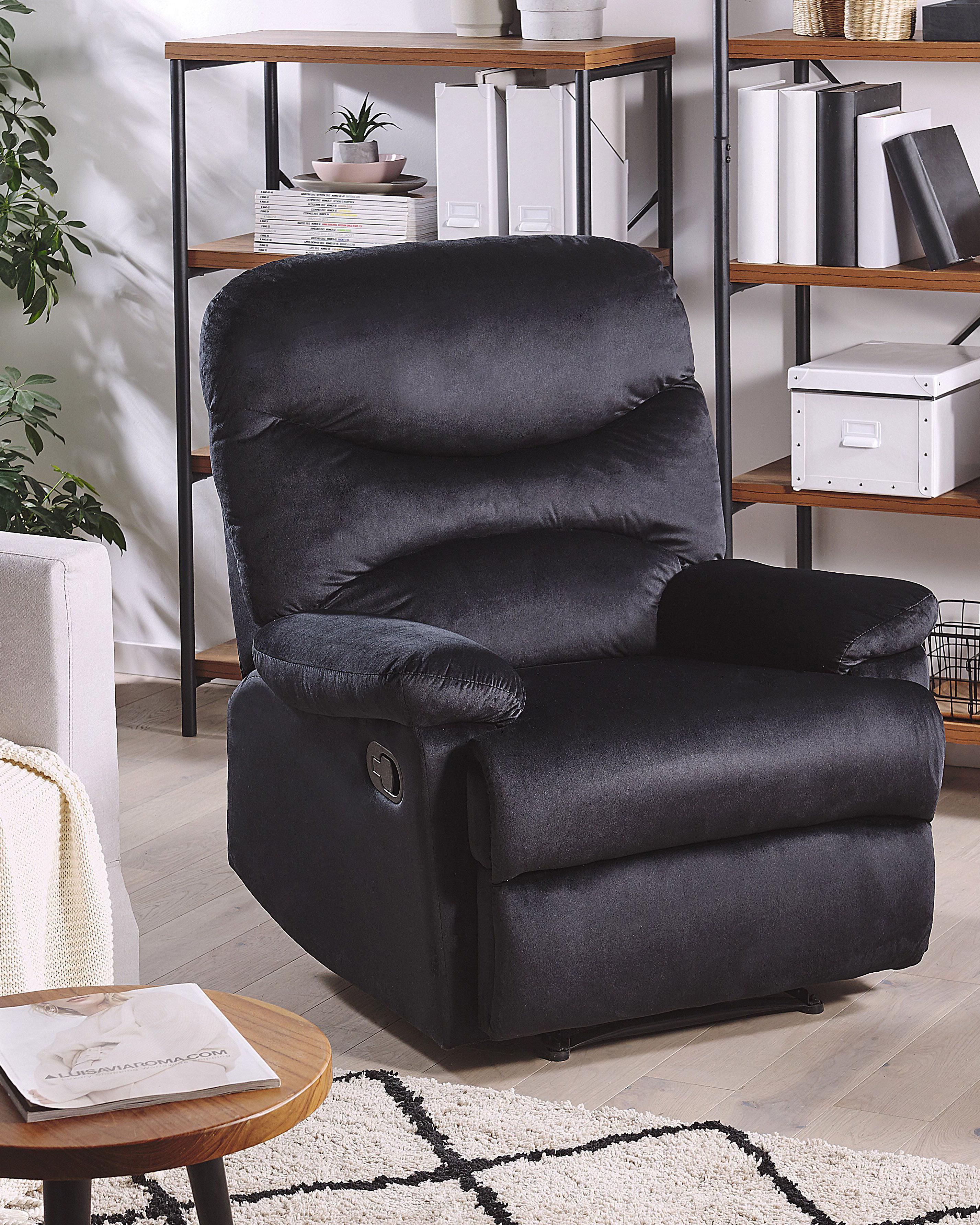 Relaxfauteuil ESLOV inclusief voetensteun Fluweel Zwart