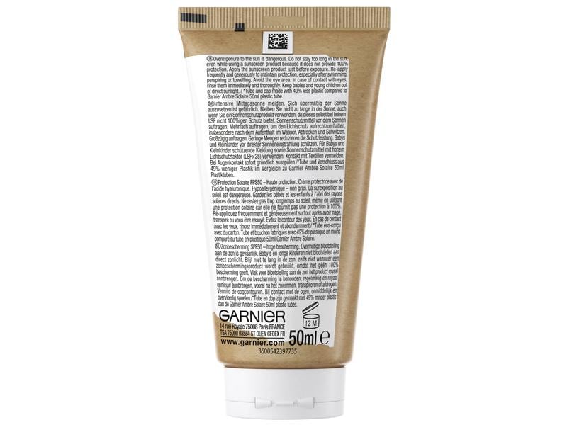 Garnier Ambre Solaire Sonnencreme Sensitive expert  Gesicht Sonnenschutz mit Vitamin E und Hyaluronsäure