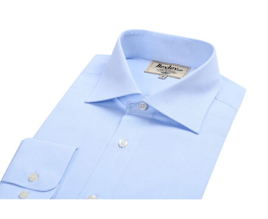 Chemise coton bleue claire - Col italien - ANGELO