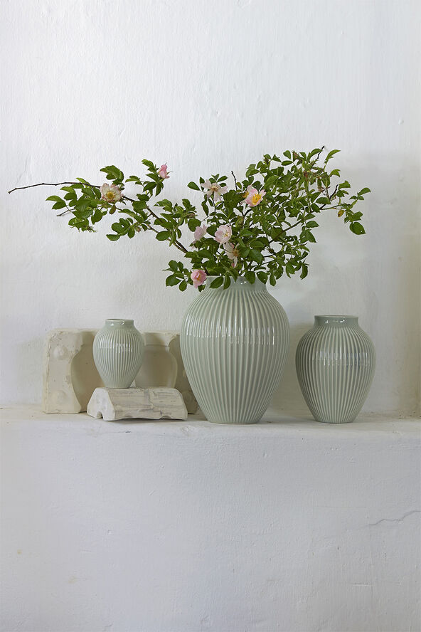 Knabstrup Keramik Knabstrup, vase, riller mintgrøn, 12,5 cm Ripple mint
