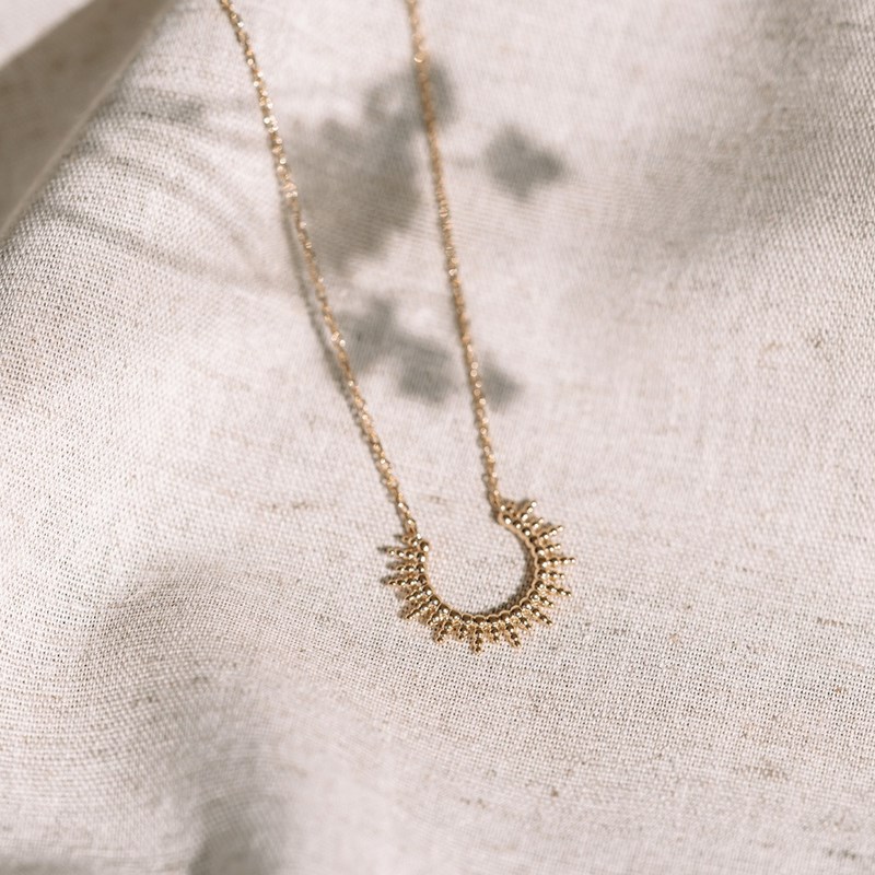 Collier Fin Plaqué Or Mode Pendentif Soleil