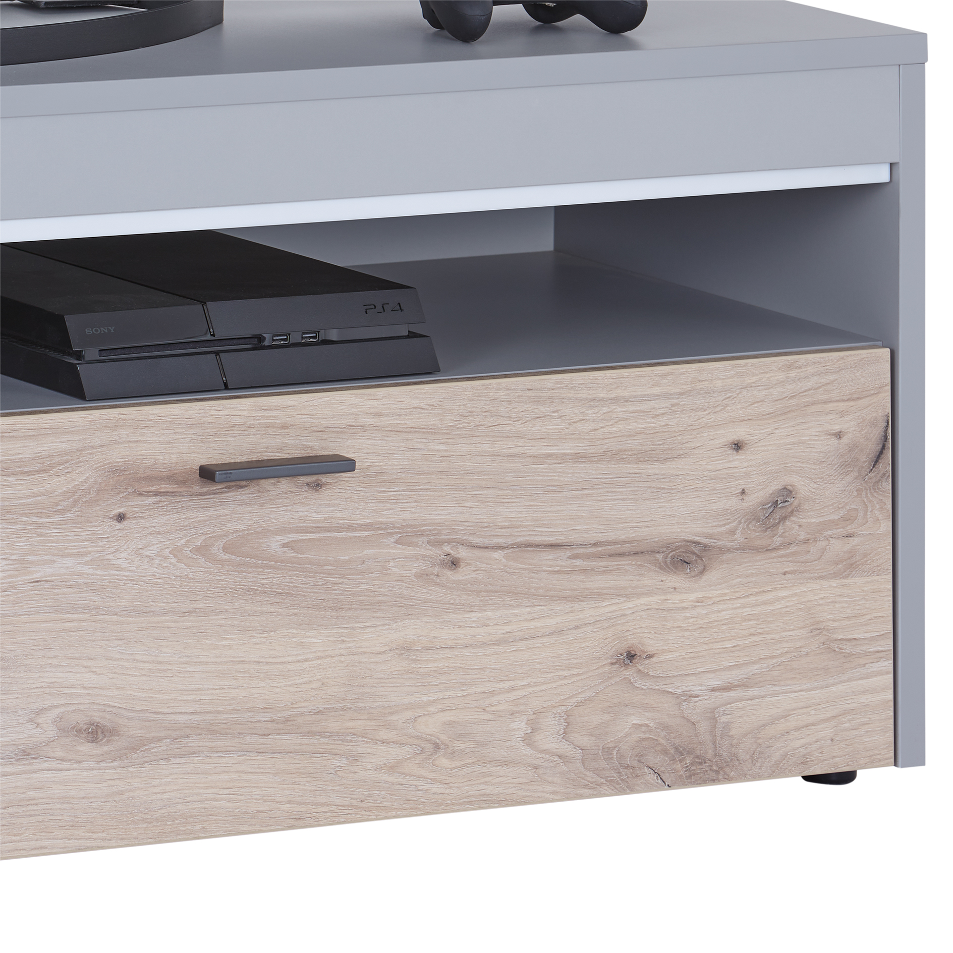 Lowboard DYNAMIC - New Oak-hellgrau - mit Beleuchtung