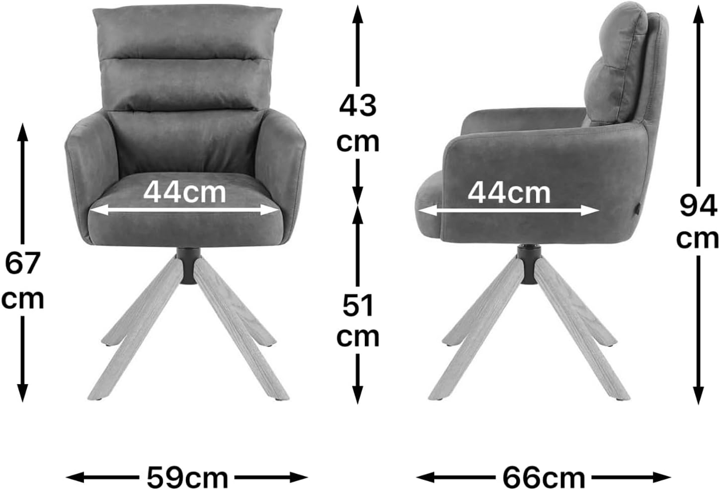 DUBI Möbel Esszimmerstühle 2er Set 360° drehbar mit Rückstellfunktion, Taschenfederkern, hoher Sitzkomfort, bis 150 kg belastbar, Stoff Creme, Eiche Massivholzgestell geölt (Natur), Mika-Jule