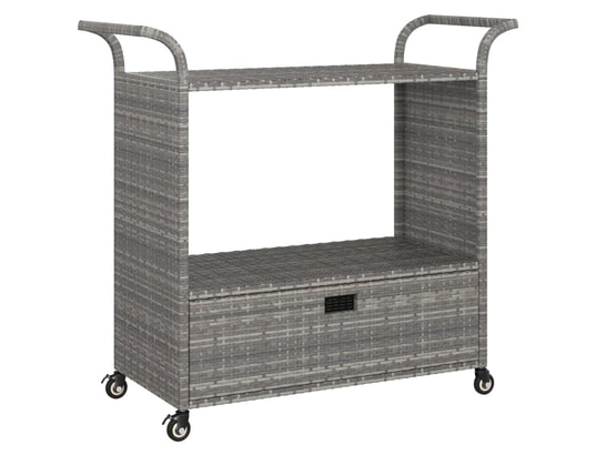 VIDAXL - Chariot de bar avec tiroir gris 100x45x97 cm résine tressée
