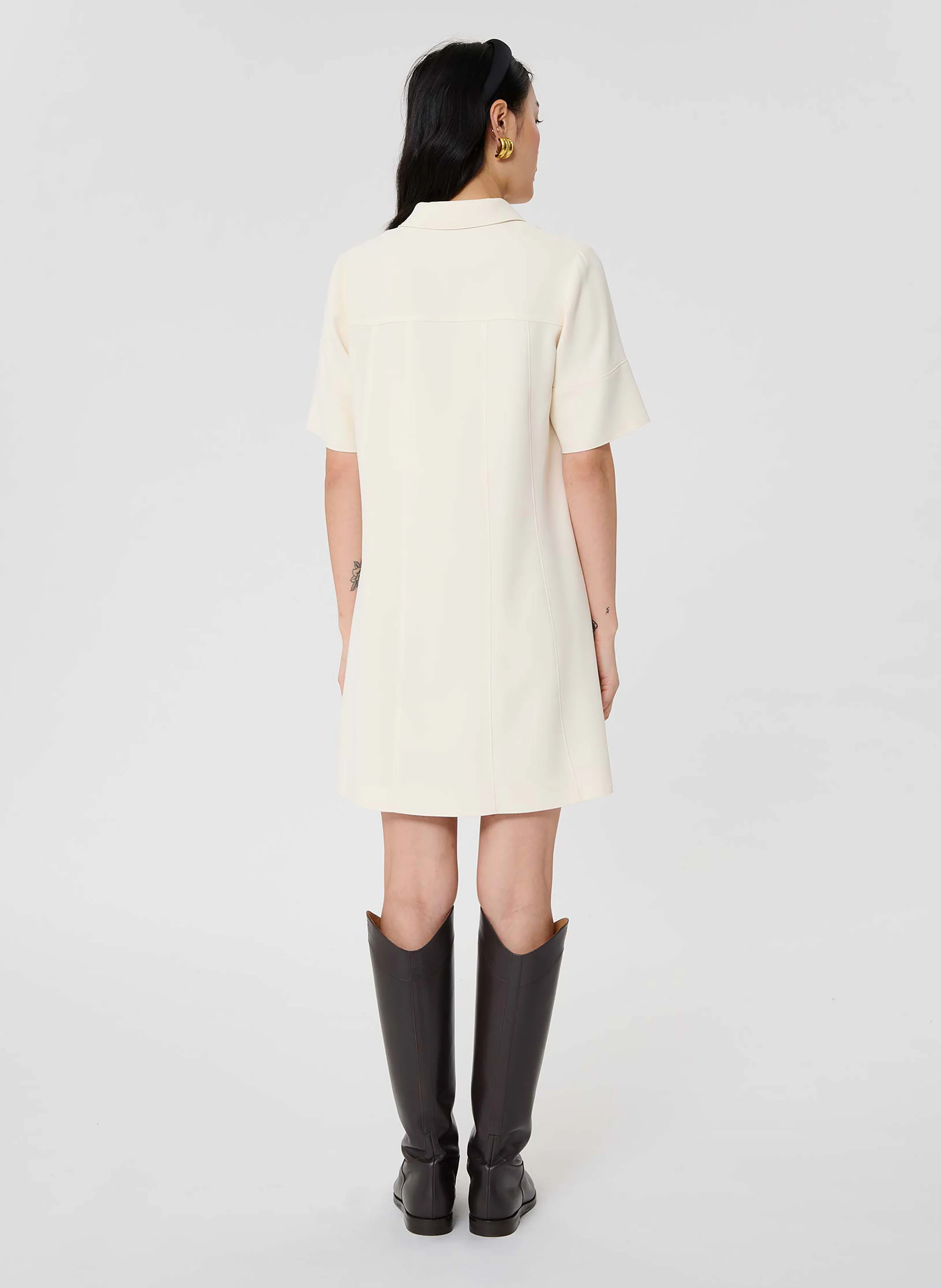 ROBBY - Robe courte col classique | Beige