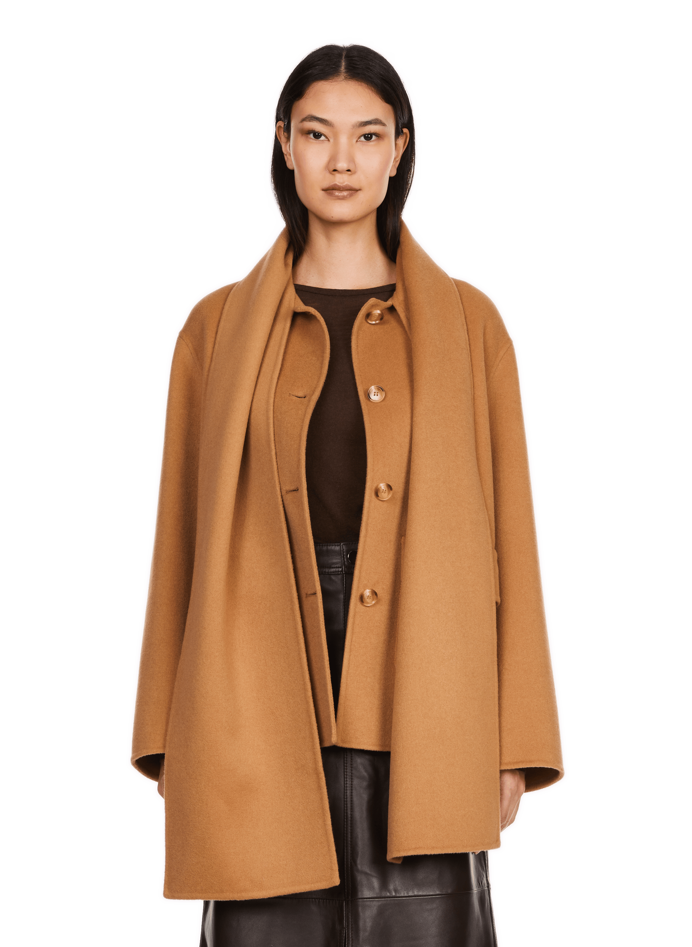 SACHA - Manteau col rond en laine mélangée| Multicolore