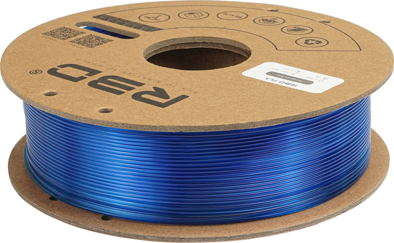 R3D  PLA Transparent Blue, 1.75 mm / 1000 g    Günstiges PLA-Filament in Transparent-Blau