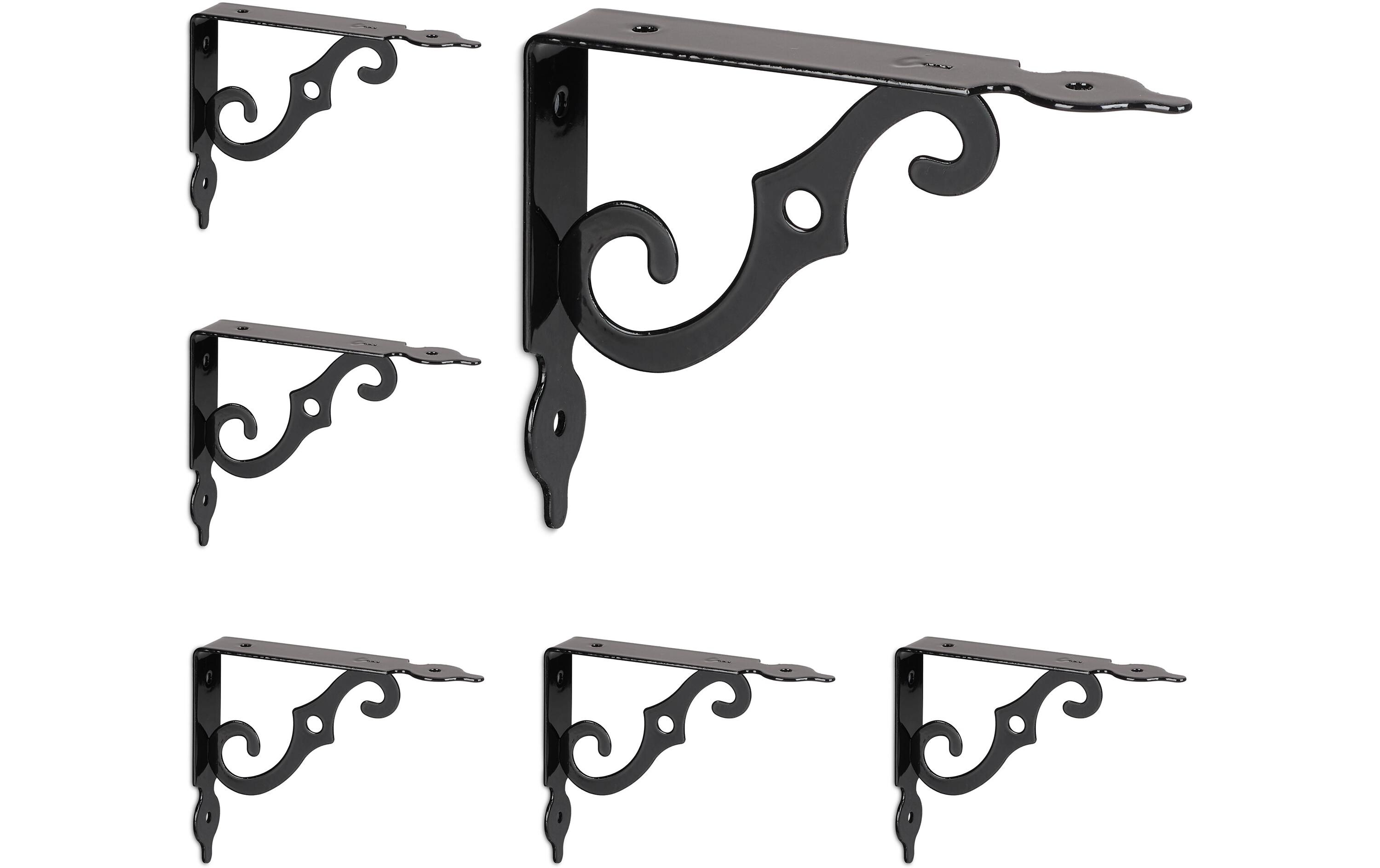 Regalträger Antik 6er Set, 11 x 14 cm, SchwarzRegalhalterungen
