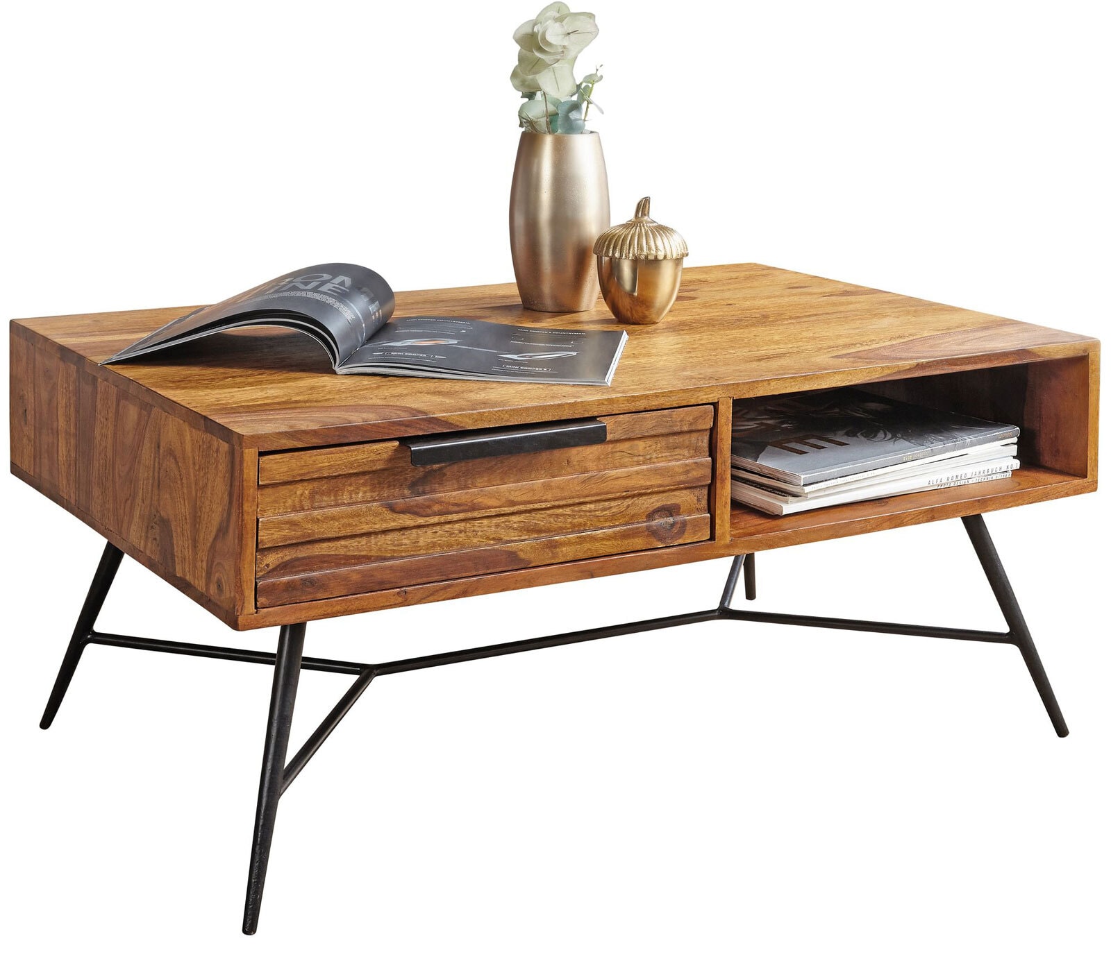 Couchtisch Nishan 55 x 87 x 41 Massivholz Sheesham braun