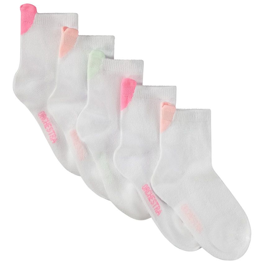 Lot de 5 paires de chaussettes à languettes cœur pour fille - Blanc