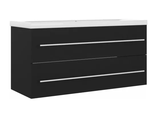 Armoire d'évier avec lavabo intégré Noir Aggloméré