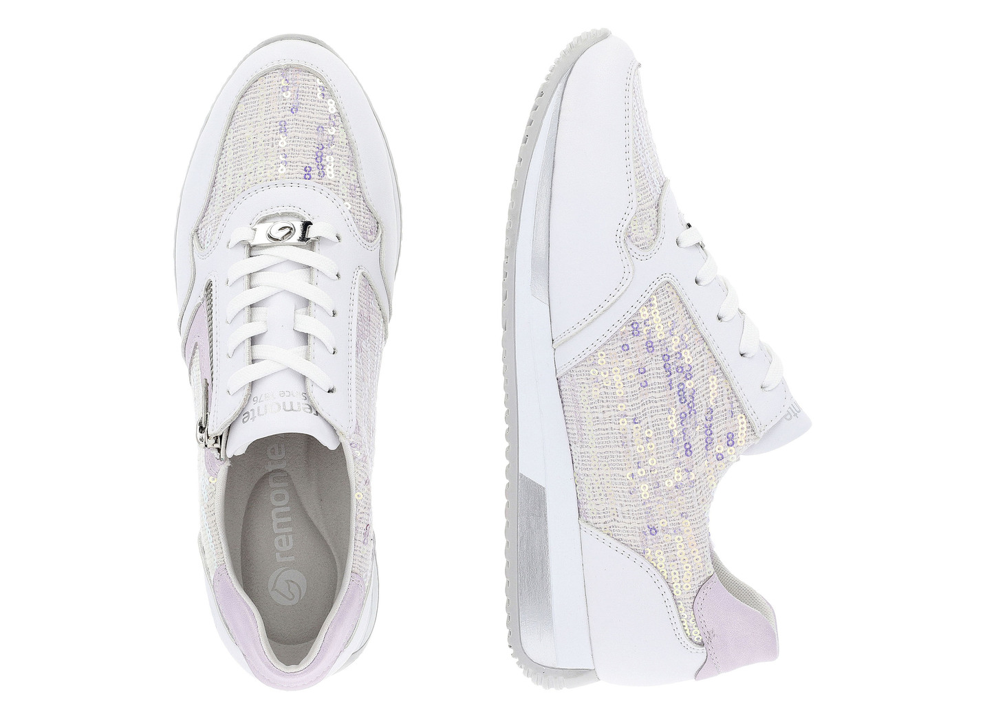 Sneaker in interessant geprägtem Materialmix