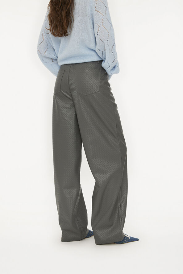ROTATE Birger Christensen HIGH WAIST BRAIDED PANTS Gray pinstripe