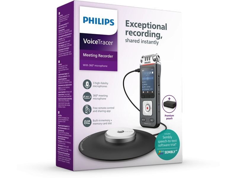Philips Diktiergerät DVT8115 Mobiles Diktiergerät für 360° - Aufnahmen