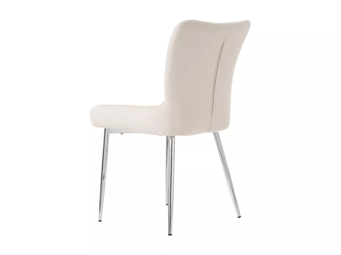 Lot de 6 Chaises en velours - avec pieds en métal argenté - Beige