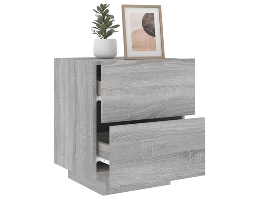 VIDAXL - Armoire de chevet et lumières led sonoma gris bois d'ingénie...
