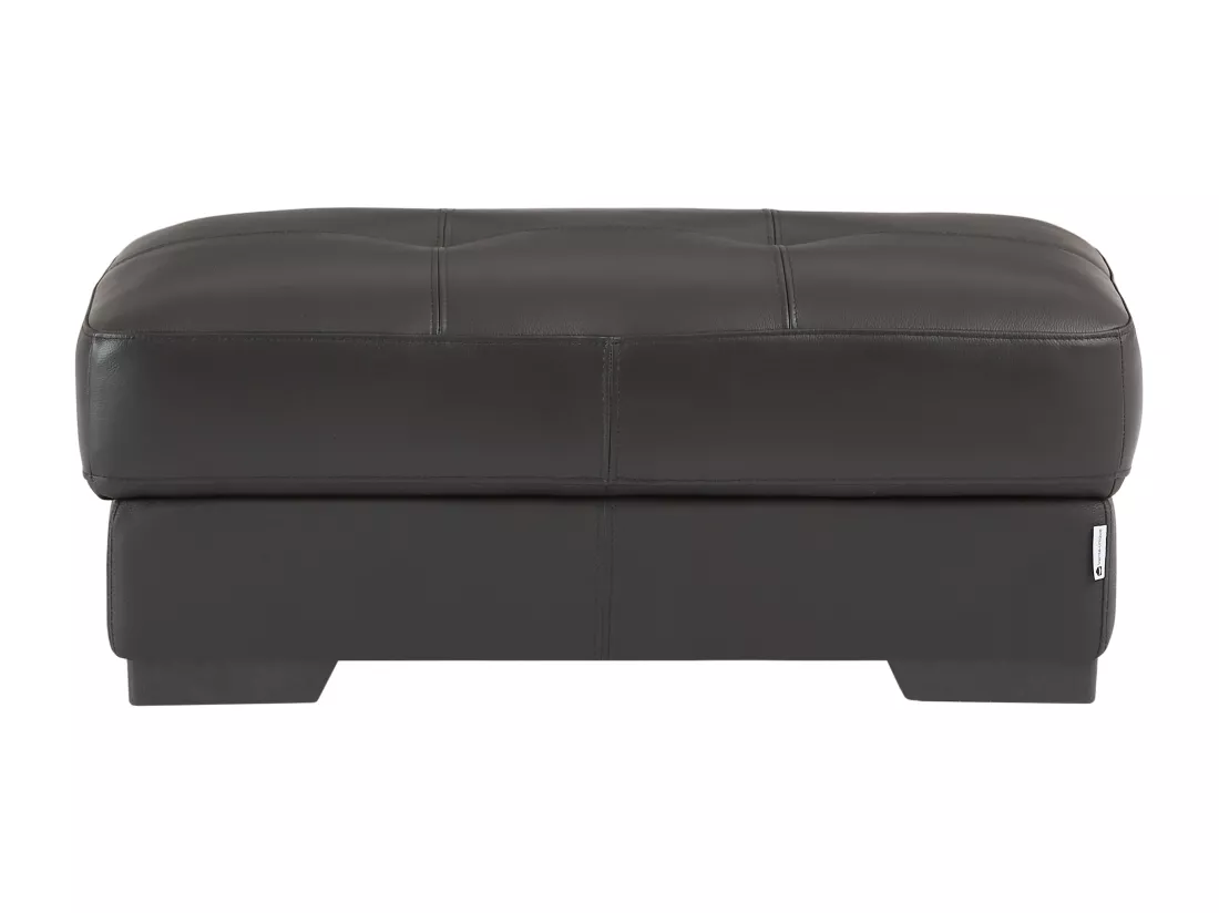 Canapé d'angle et pouf en cuir METROPOLITAN II - Noir - Angle gauche