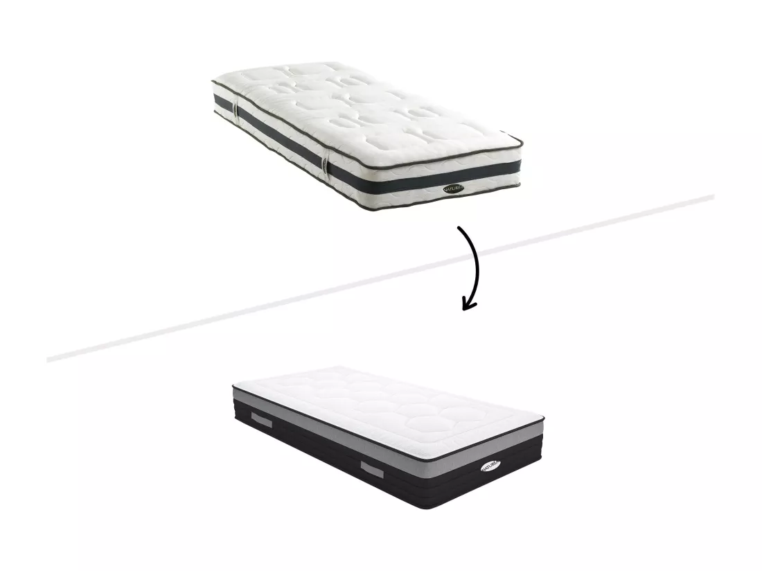 Matelas 90 x 200 cm hybride ressorts ensachés 7 zones et mémoire de forme ép.25cm - AMARANTE de NATUREA