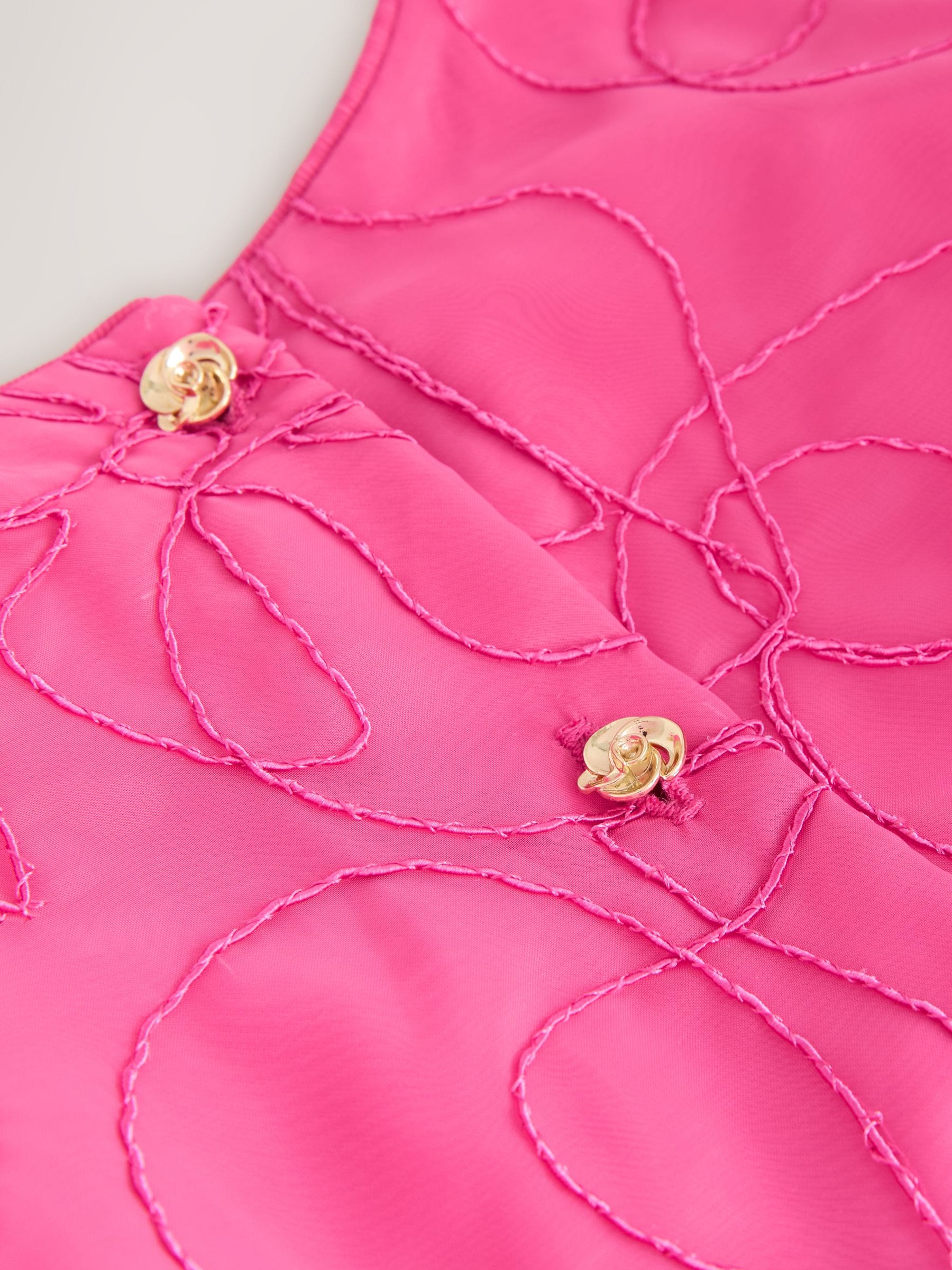 Baker by Ted Baker Pink Organza Cord Puff Sleeve Occasion Dress & Scrunchie Set