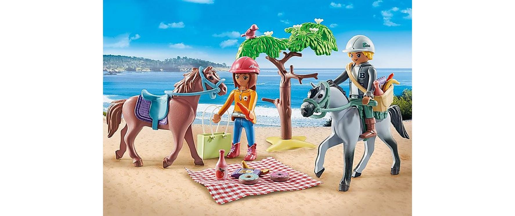 Horses of Waterfall Reitausflug an den Strand 71470Nachhaltiges Pferde-Spielset mit Amelia und Ben