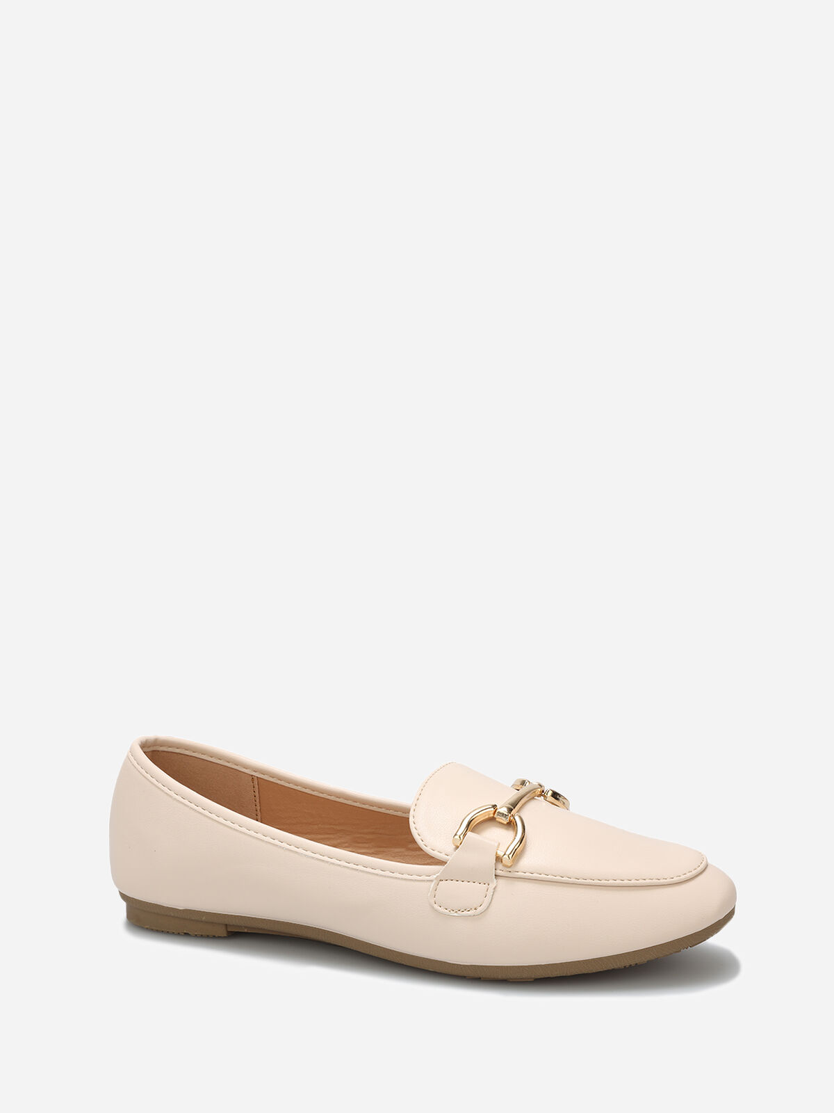 Mocassins en simili à détail mors- Beige