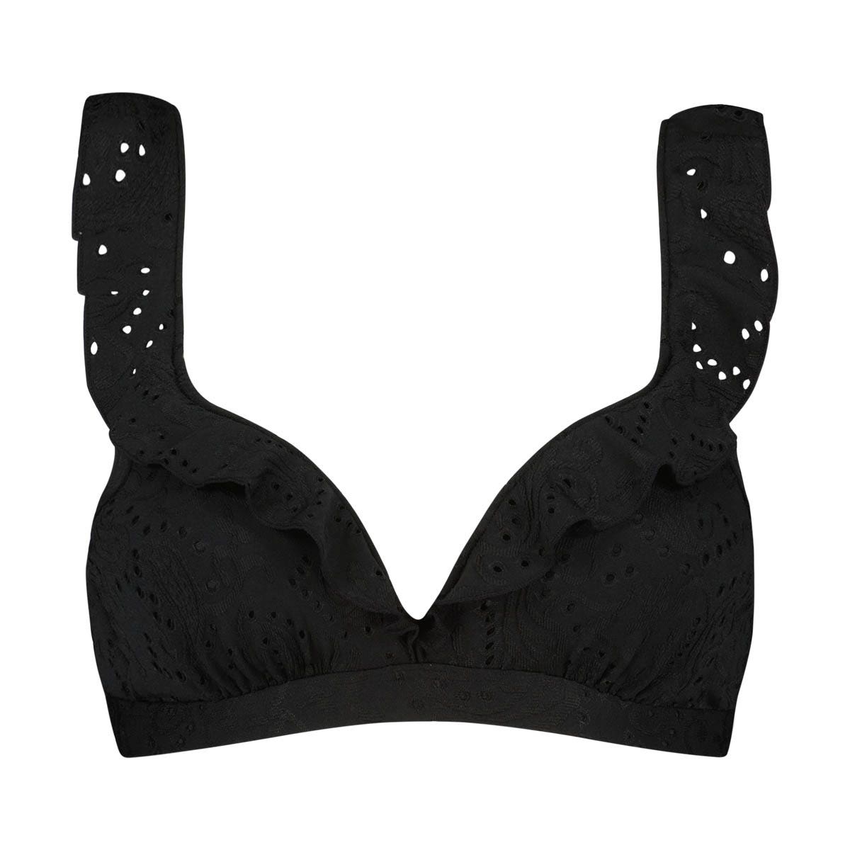 Beachlife  Black Embroidery Padded Top