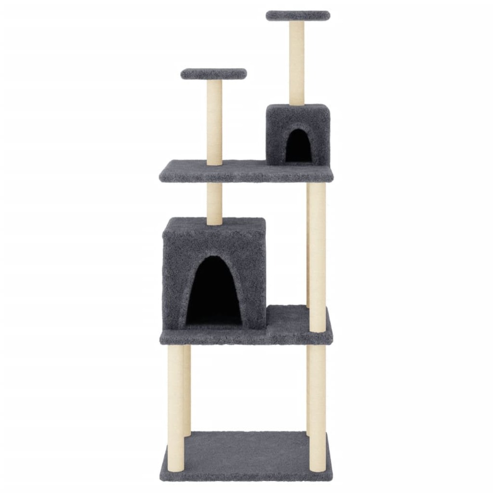 Arbre à chat avec griffoirs en sisal gris foncé 167 cm