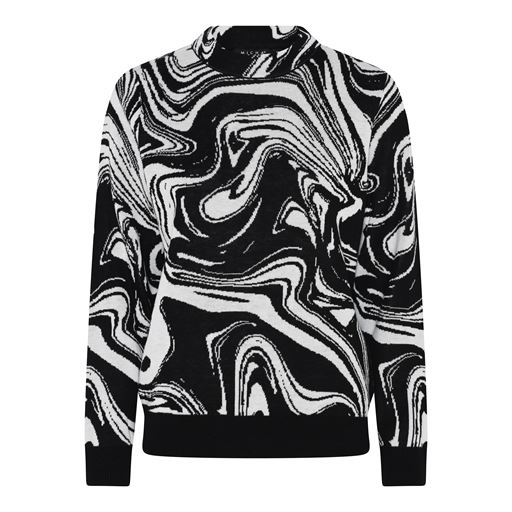 Micha Abstract Wavy Striktrøje, Black/Off White, L
