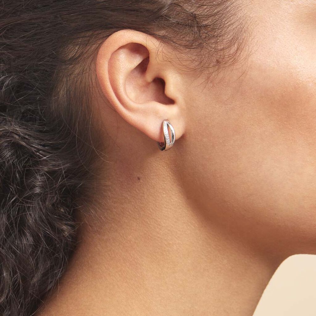 Créoles Celimene Rondes Argent Blanc Oxyde De Zirconium