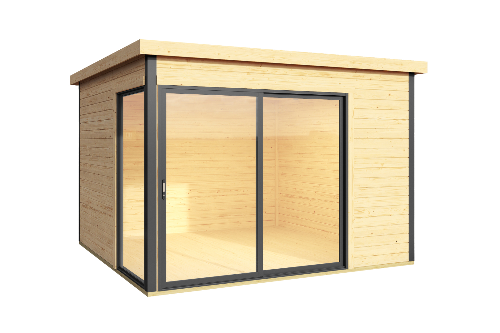 Gartenhaus DOMEO 1 - natur-anthrazit - Fichte massiv - 300x300 cm