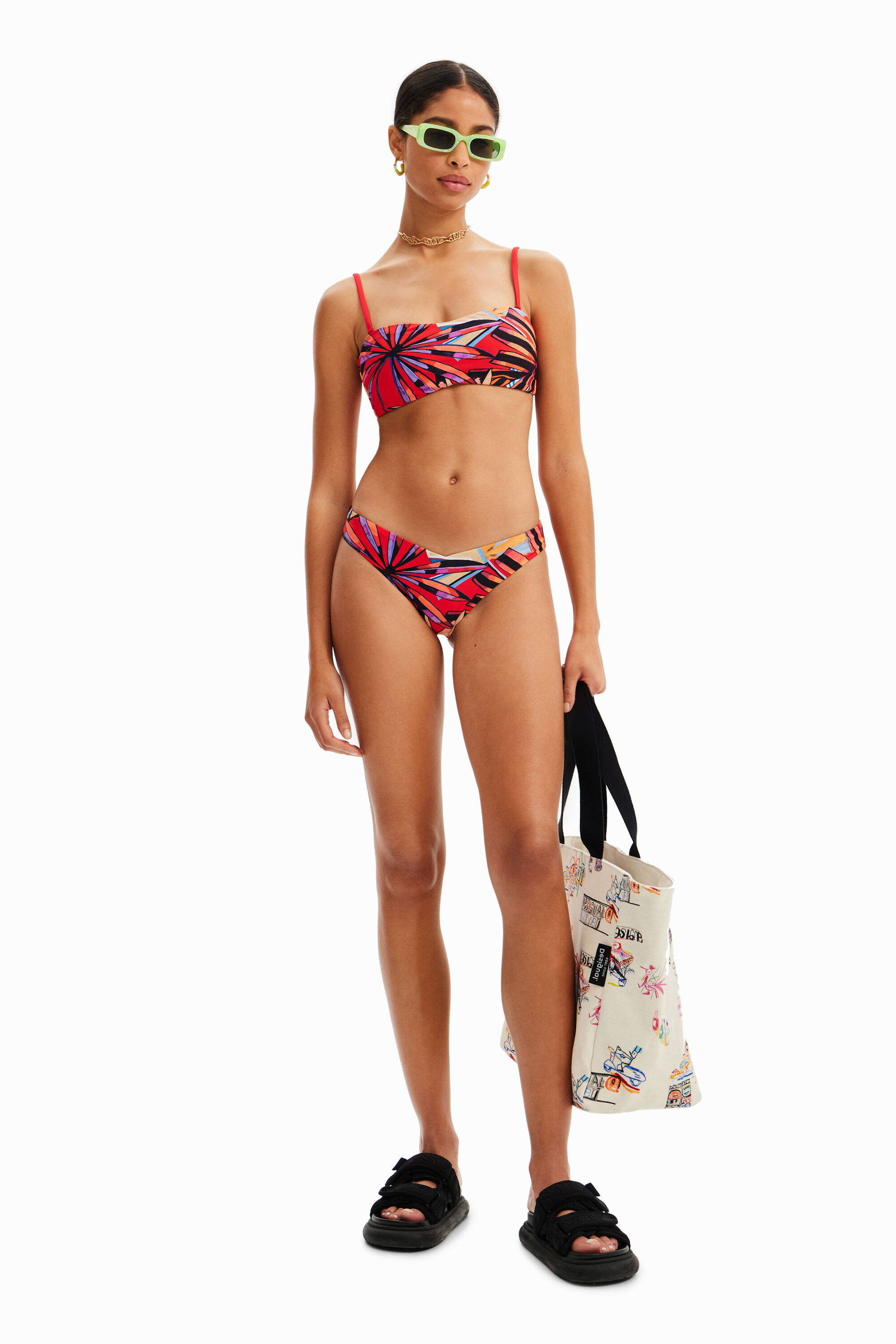 Haut de bikini bandeau tropical