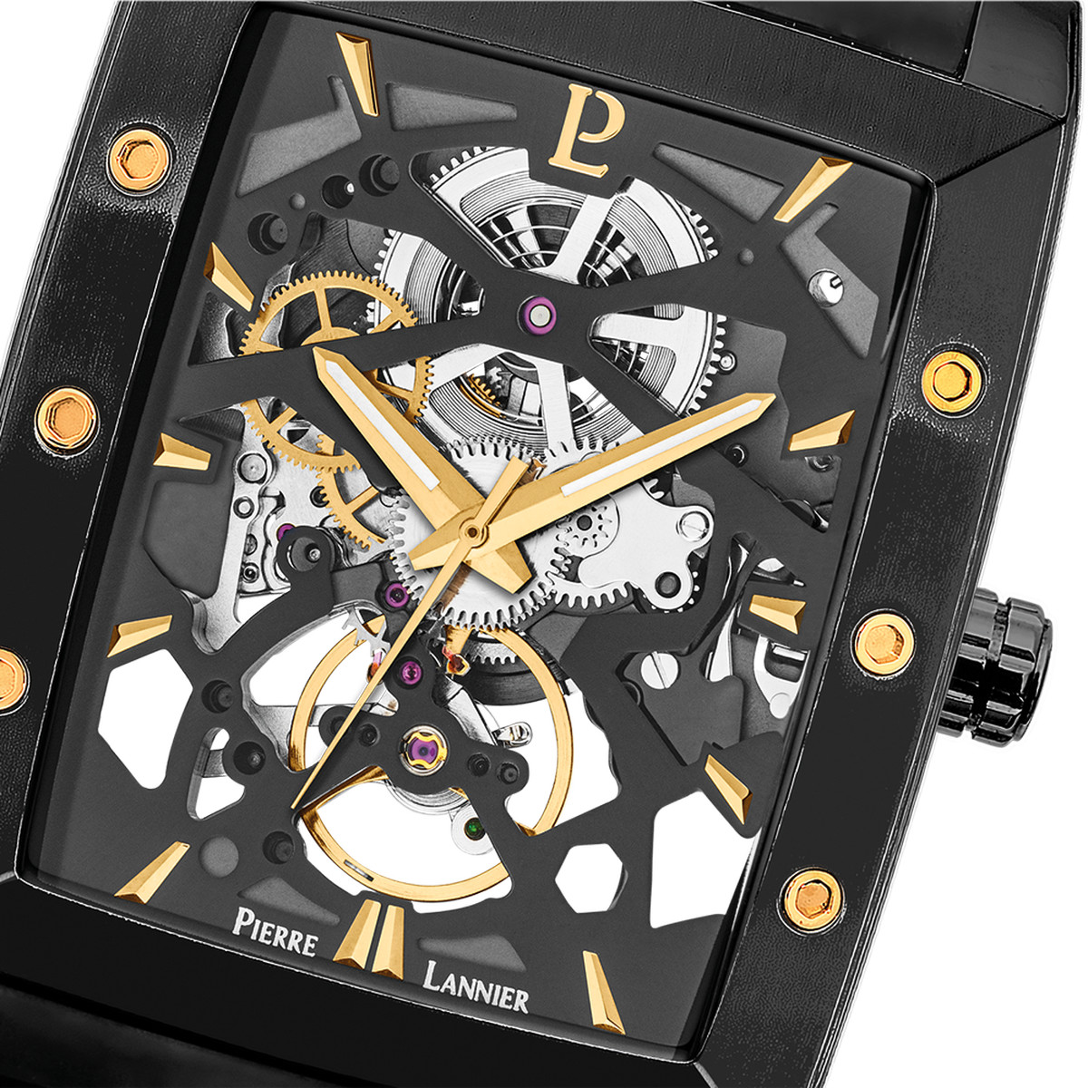 Montre PIERRE LANNIER hector homme automatique, bracelet acier noir