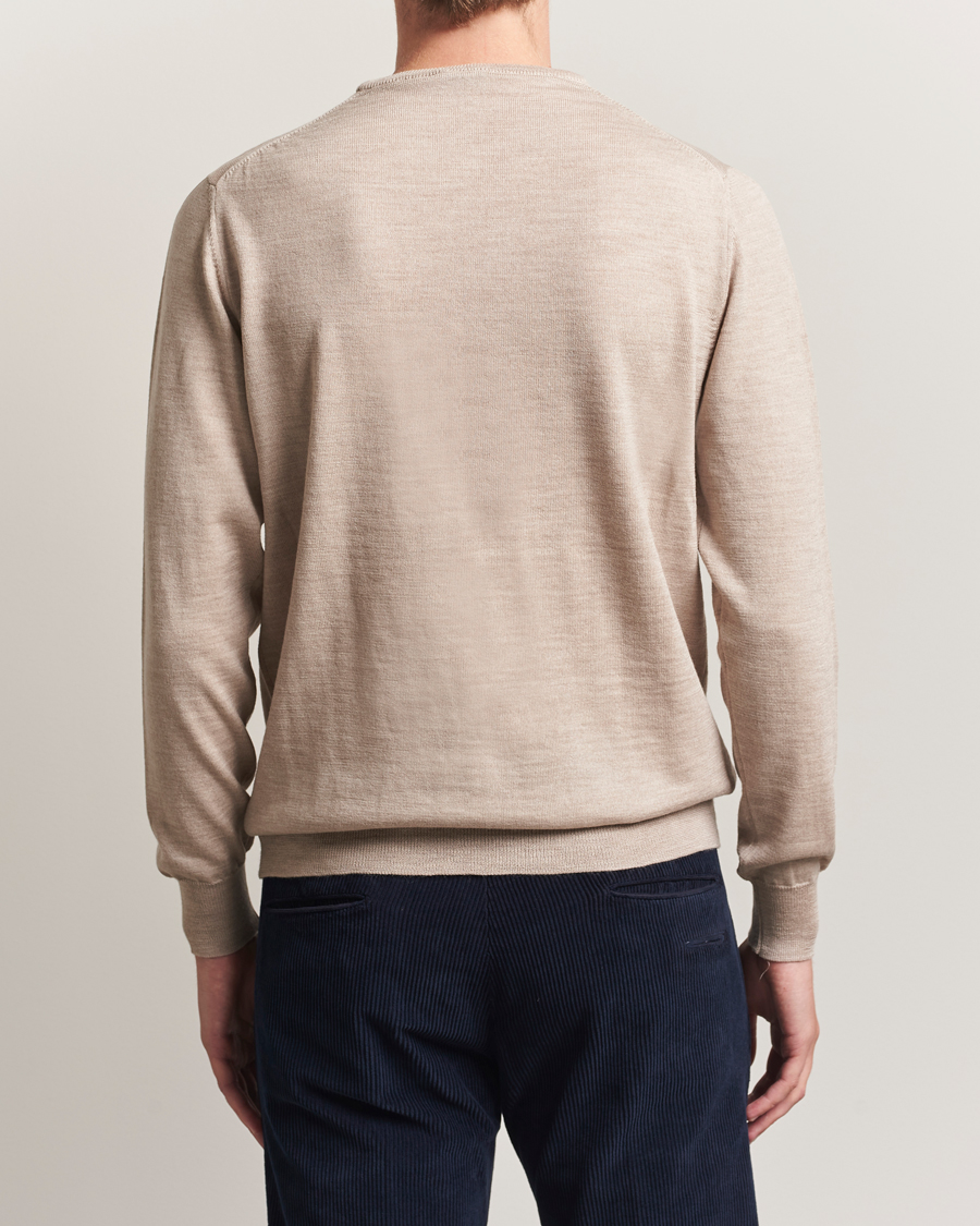 Morgano Extra Fine Merino Wool Crewneck Beige