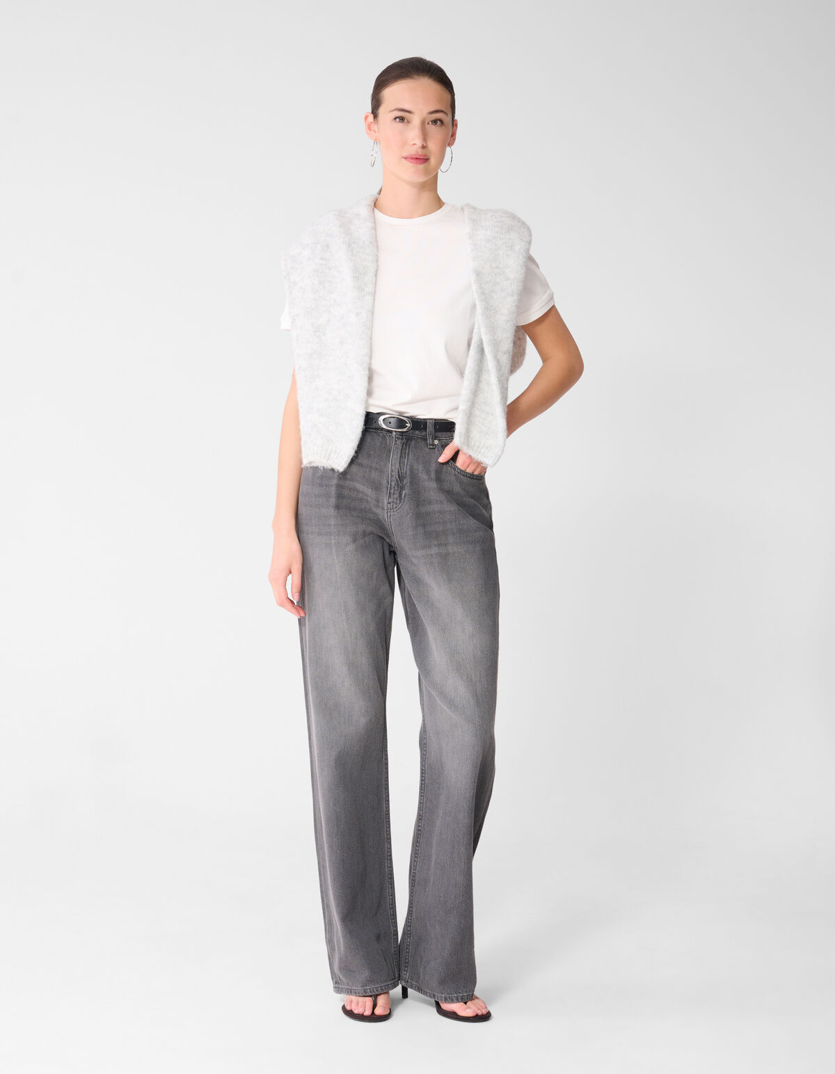 Soft Wide Leg Fit Jeans Grijs