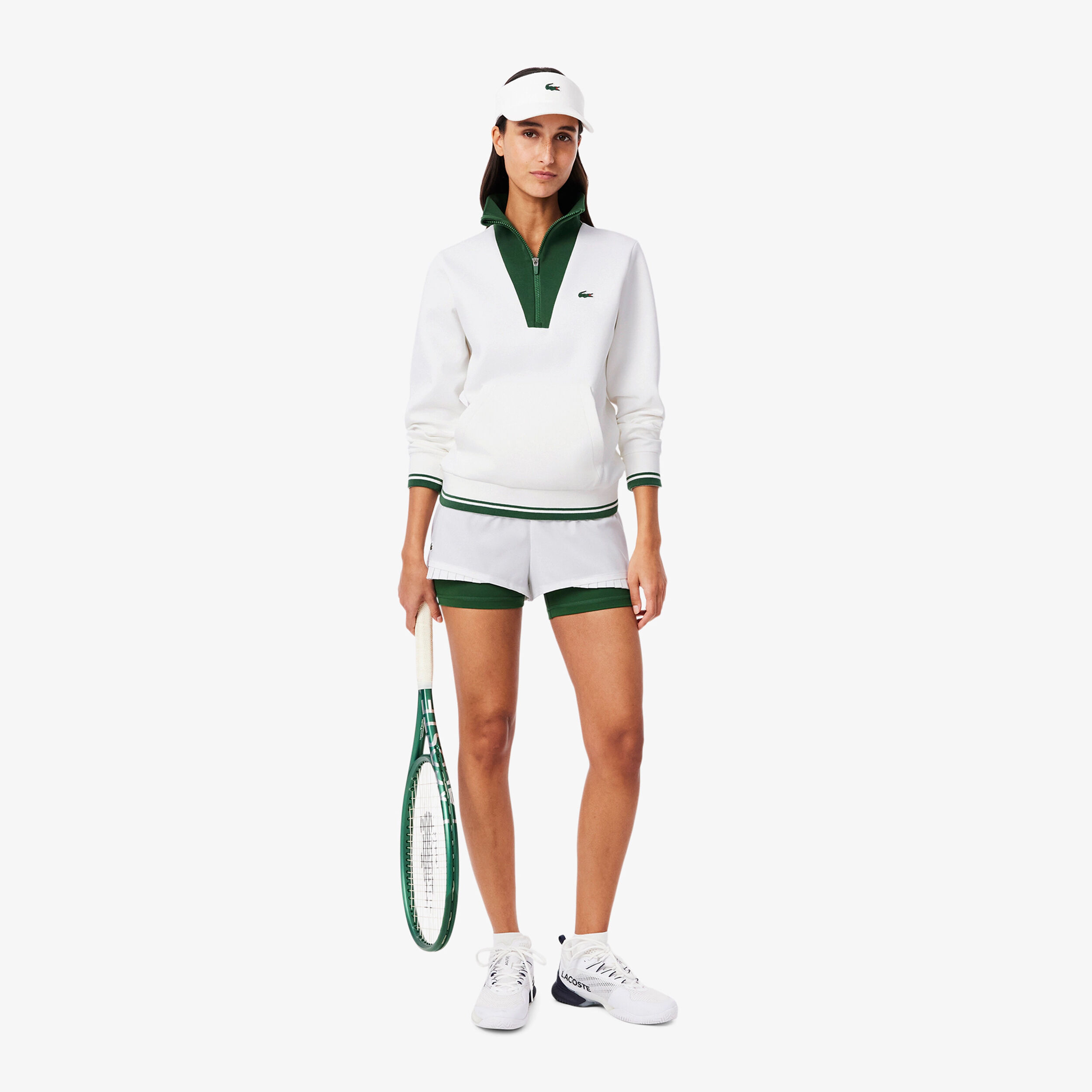 Lacoste Shorts Femmes - Blanc , Vert Foncé