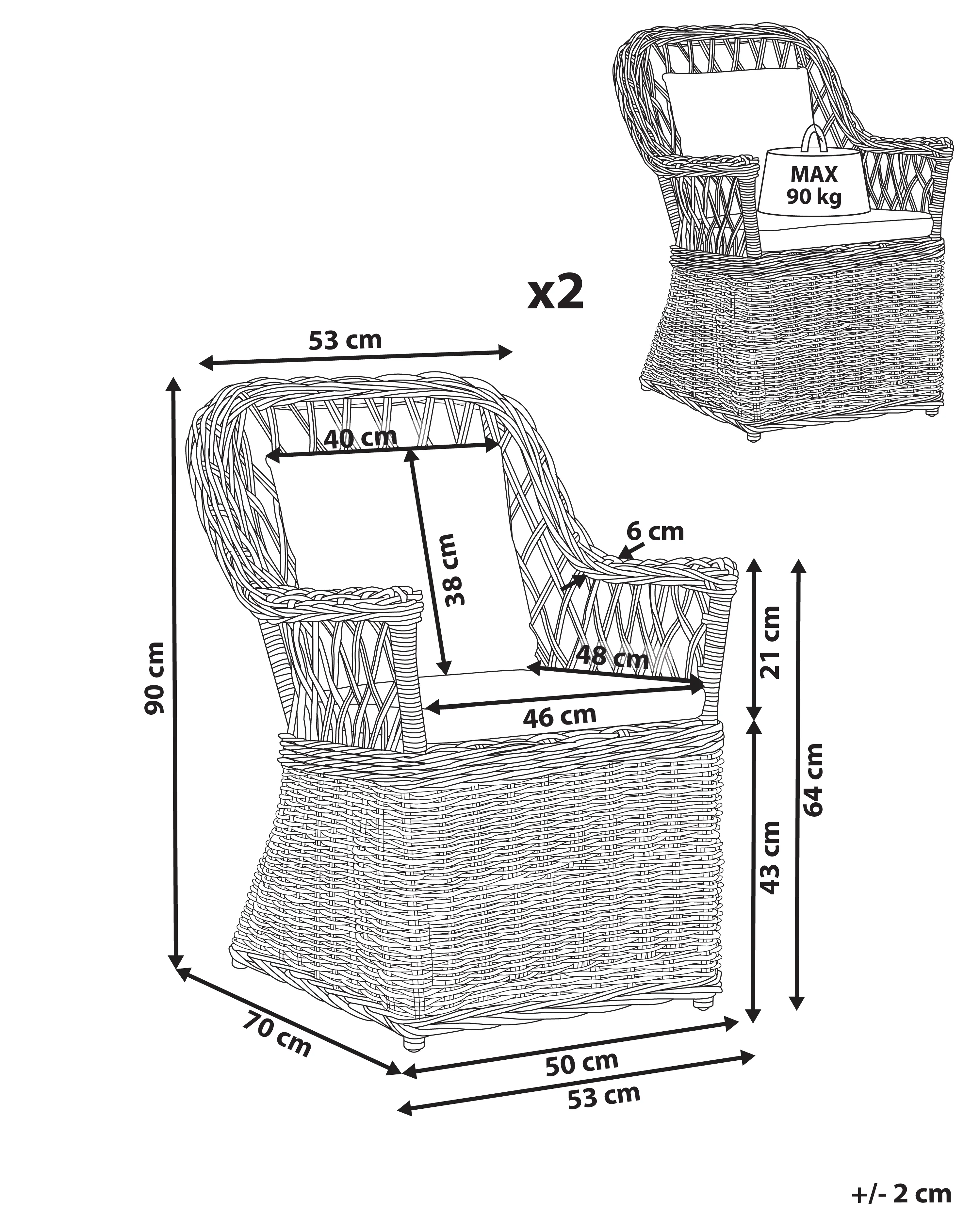 Tuinstoel set van 2 rotan naturel MAROS II