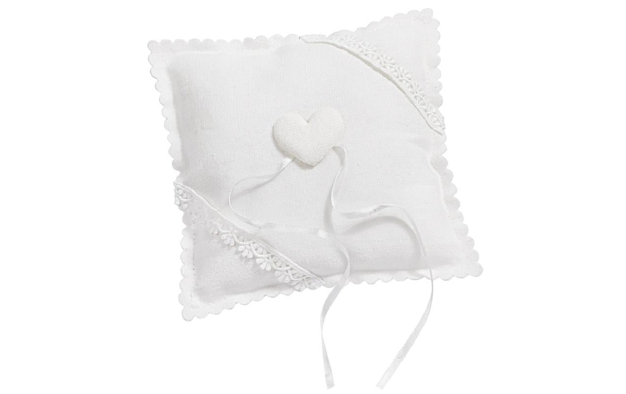 Hochzeitsaccessoire Ringkissen 14 cm, WeissStoffkissen für Ringe