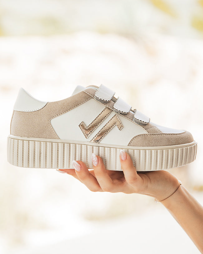 Basket femme dorée et blanche creepers à scratch - CL73 GOLD