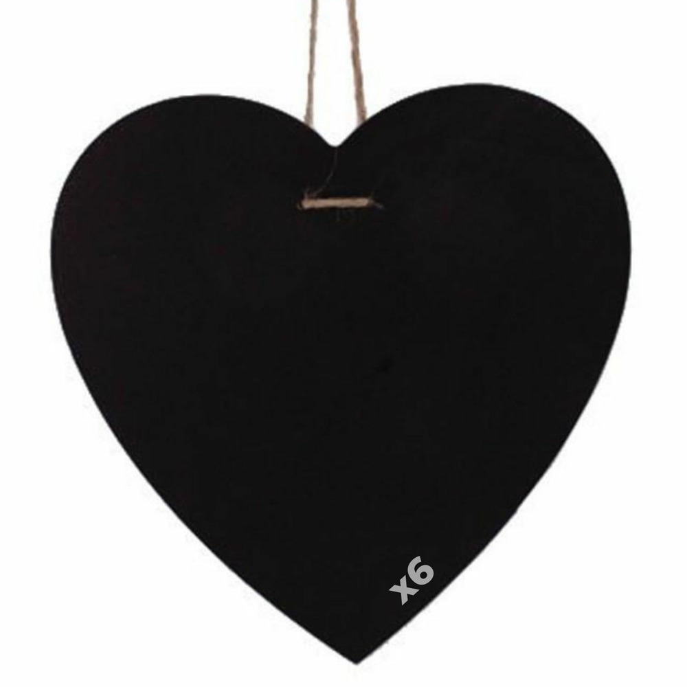 6 ardoises coeur à suspendre 23 x 23 cm
