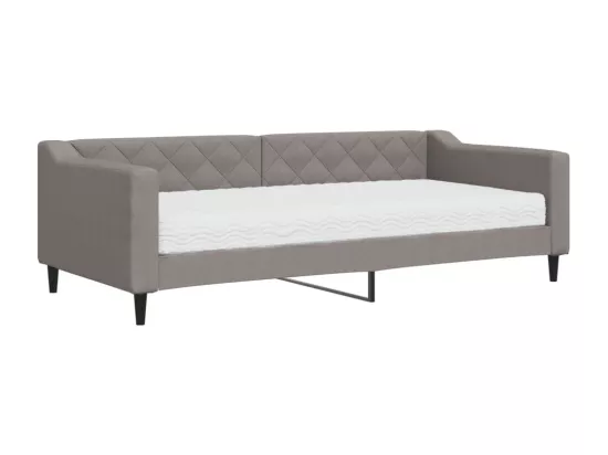 Lit de jour avec matelas taupe 90x200 cm tissu