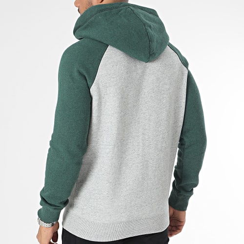 Sweat Zippé Capuche Essential Baseball Gris Chiné Vert