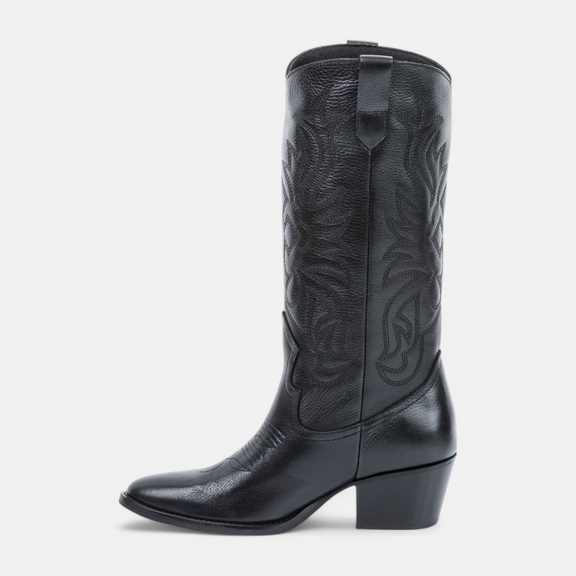 Bottes à talon compensé Femme en cuir noir