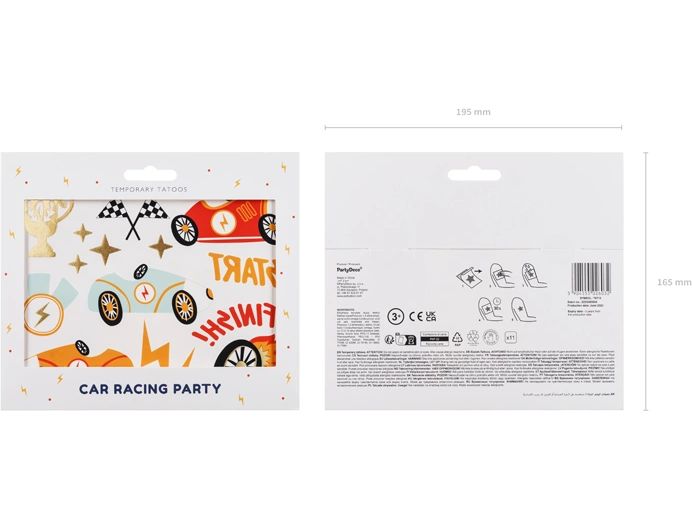 Partydeco Tattoo Set Auto 11 Motive Temporäre Tattoos für Kinder