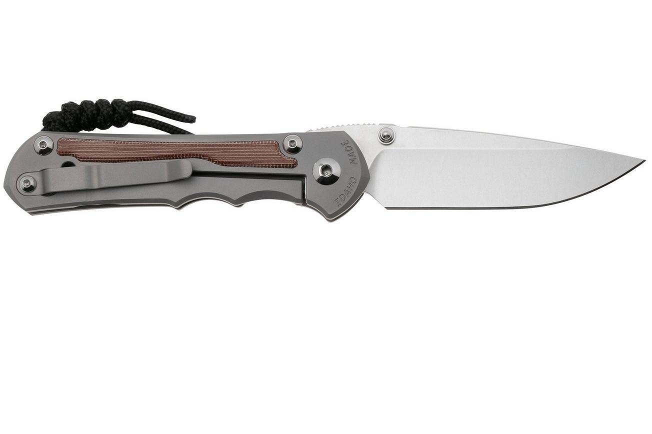 Chris Reeve Large Inkosi LIN-1118 Glass Blasted Natural Canvas Micarta Inlay Drop Point, zakmes